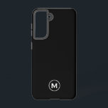 Minimal Black Classic Monogram Samsung Galaxy Case<br><div class="desc">Modern classic block monogram design with black and white monogram medallion.</div>