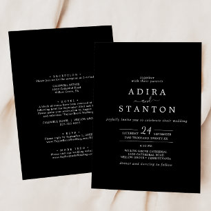 Minimal Black Coordinate All In One Wedding Invitation