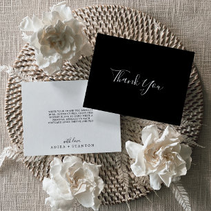 Minimal Black Coordinate Thank You Card
