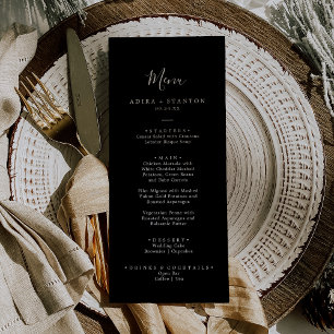 Minimal Black Coordinate Wedding Dinner Menu