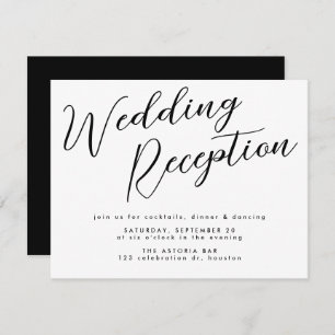 Minimal Black Custom Calligraphy Wedding Reception Enclosure Card