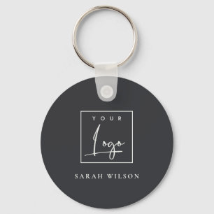 Minimal Black Custom Promotional Business Logo Key Ring