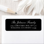 Minimal Black Elegant Christmas Return Address Return Address Label<br><div class="desc">Elegant Christmas return address label featuring a simple and modern design with your family name in a script font and your return address in a serif font.</div>
