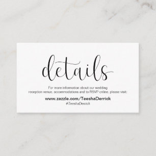 Minimal, Black font, Wedding Details Enclosure Card