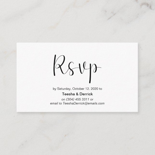 Minimal, Black font, Wedding RSVP, respond Enclosure Card (Front)