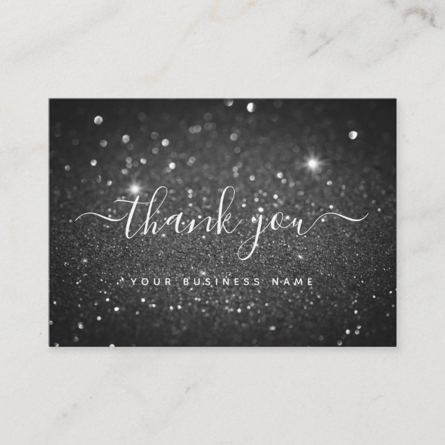 Minimal Black Glitter Thank You For Order Insert (Front)