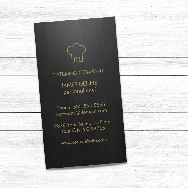 Minimal Black Gold Chef Hat Personal Chef Business Card (Creator Uploaded)