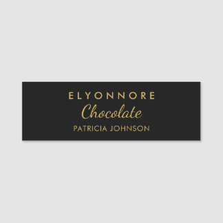 Minimal Black Gold Custom Staff Name Tag