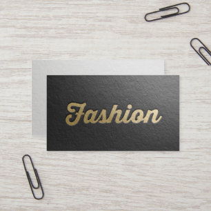 Minimal Black & Gold Embossed Text Fashion Stylist Business Card