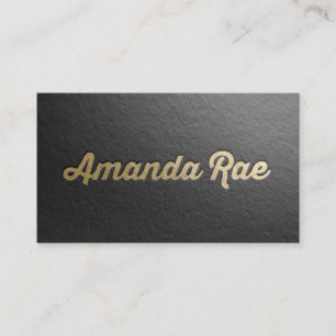Minimal Black & Gold Embossed Text Fashion Stylist Business Card