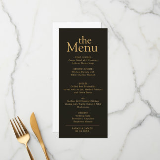 Minimal Black Gold Frame Borders Dinner Menu