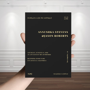 Minimal Black & Gold Geometric Faded Photo Wedding Invitation