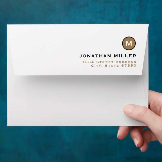 Minimal Black Gold Monogram Envelope (Hand)