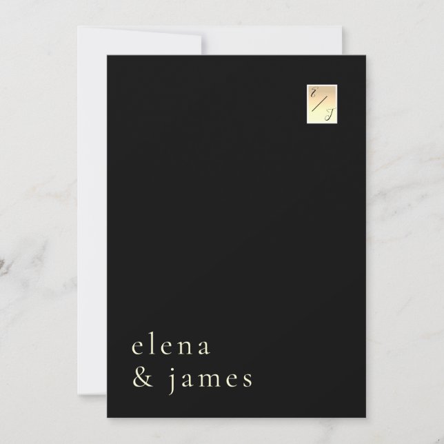 Minimal Black Gold Wedding Invitation (Front)