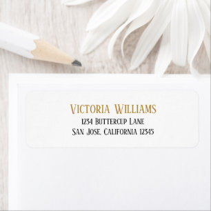 Minimal Black Gold Wedding Return Address Label