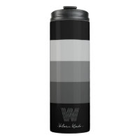 Minimal Black Gray Bars Monogram Thermal Tumbler