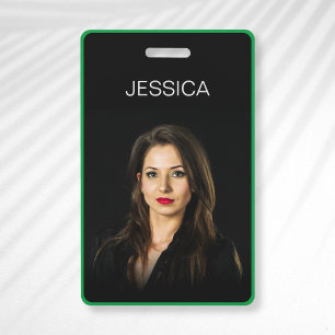 Minimal Black Green Corporate Employee Photo ID ID Badge