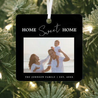 Minimal Black Home Sweet Home Photo Metal Tree Decoration