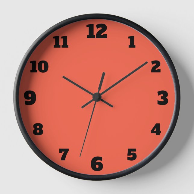 Minimal Black Large Numbers | Minimal Persimmon Clock (Front)