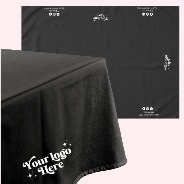 Minimal Black Logo Business Event Display Tablecloth (Creator Uploaded)