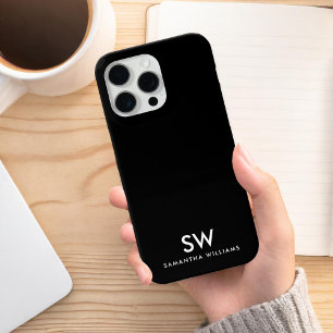Minimal Black Modern Initial Monogram Case-Mate iPhone 14 Case