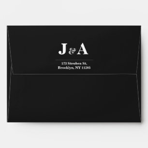 Minimal Black Modern Wedding Envelope