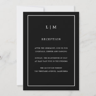 Minimal Black Monogram Simple Elegant Wedding Invitation