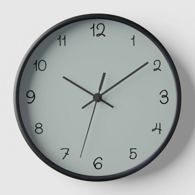 Minimal Black Numbers | Classic Ash Grey Clock (Front)