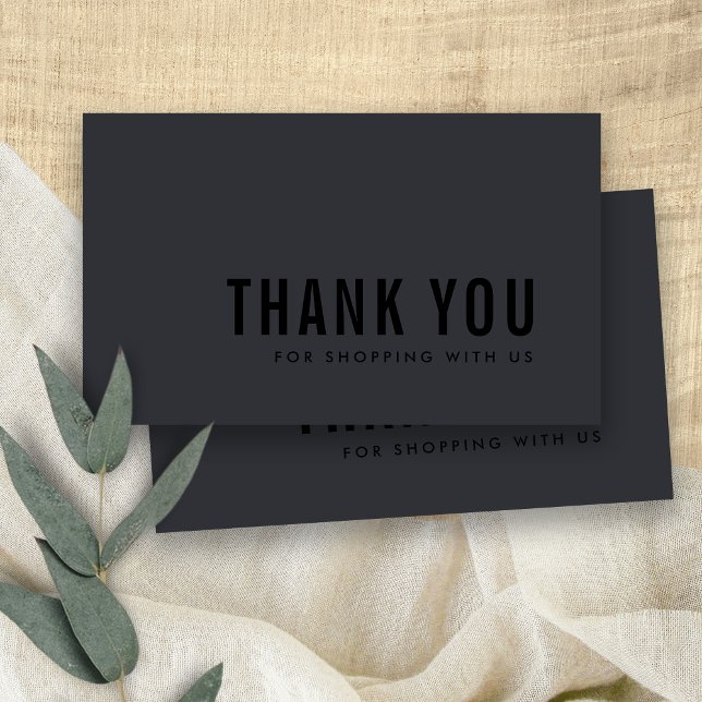 MINIMAL BLACK ON BLACK THANK YOU LOGO SHOPPING BUSINESS CARD (Creator Uploaded)
