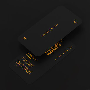 Minimal Black Orange Contractor Construction Business Card
