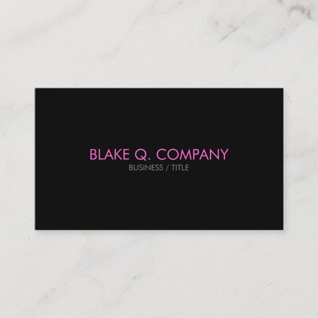 Minimal Black & Pink Professional Business Card (Front)