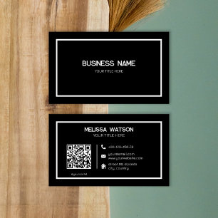 Minimal black QR code professional Business Card