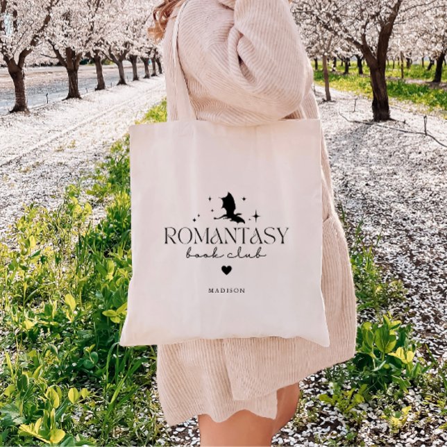 Minimal Black 'Romantasy Book Club' Personalised  Tote Bag (Creator Uploaded)