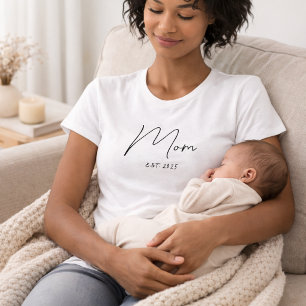 Minimal Black Script Established Mum T-Shirt