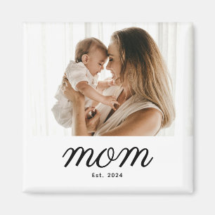 Minimal Black Script Mum Established Magnet