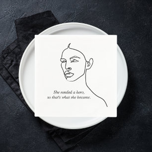 Minimal Black She Became A Hero Inspiration Girl  Napkin