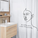 Minimal Black She Became A Hero Inspiration Girl  Shower Curtain<br><div class="desc">Minimal Black She Became A Hero Inspiration Girl</div>