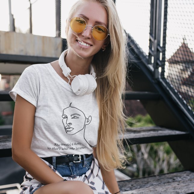 Minimal Black She Became A Hero Inspiration Girl  T-Shirt (Creator Uploaded)