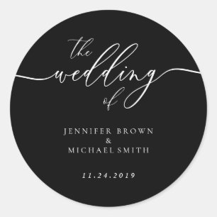 Minimal Black Simple the Wedding Of Classic Round Sticker