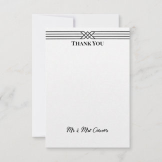 Minimal Black Stripe Wedding Thank You Card