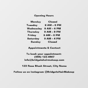 Minimal Black Transparent salon Opening Hours