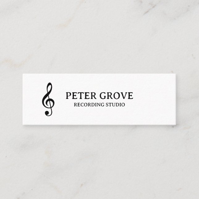 Minimal.  Black treble clef on white background Mini Business Card (Front)
