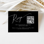Minimal Black Wedding QR Code  RSVP Card<br><div class="desc">Elegant and minimal wedding RSVP card featuring a modern script text at the top with a QR code on a black background. This simple design will work for any season. The card also includes meal choice options for guests to select from.</div>