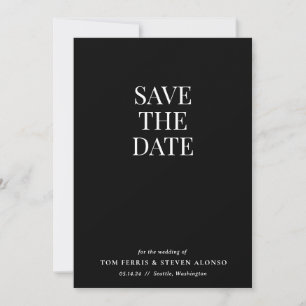 Minimal Black Wedding Save the Date Invitation
