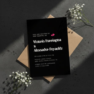 Minimal Black Wedding Typography Invitation