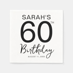 Minimal Black White 60th Birthday Party Napkin