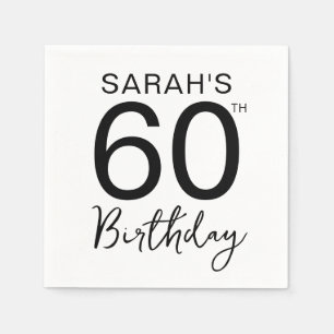 Minimal Black White 60th Birthday Party Napkin