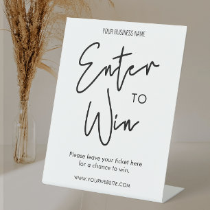 Minimal Black & White Business Event Raffle Pedestal Sign
