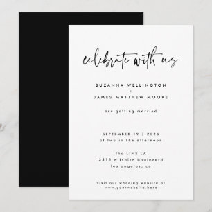Minimal Black White Calligraphy Script Wedding Invitation