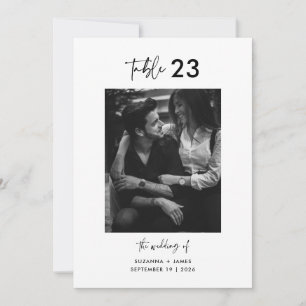 Minimal Black White Calligraphy Table Number card